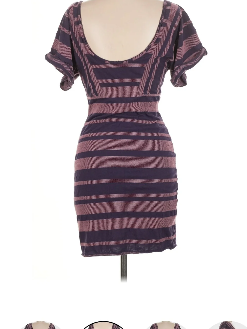 Free People Blue-Purple and Mauve Striped Body Con Mini Dress, M